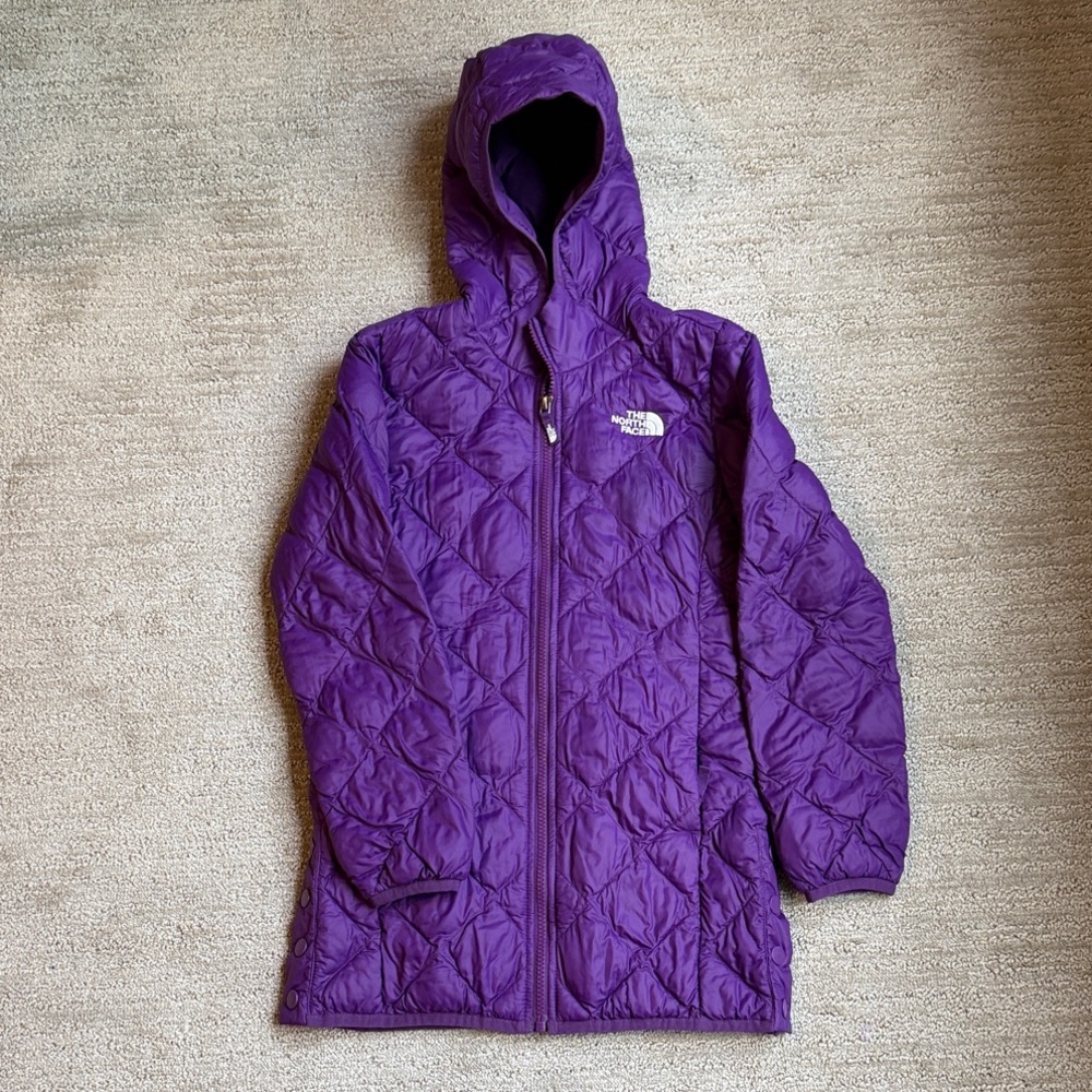 The North Face Girls Purple Quilted Hooded Jacket